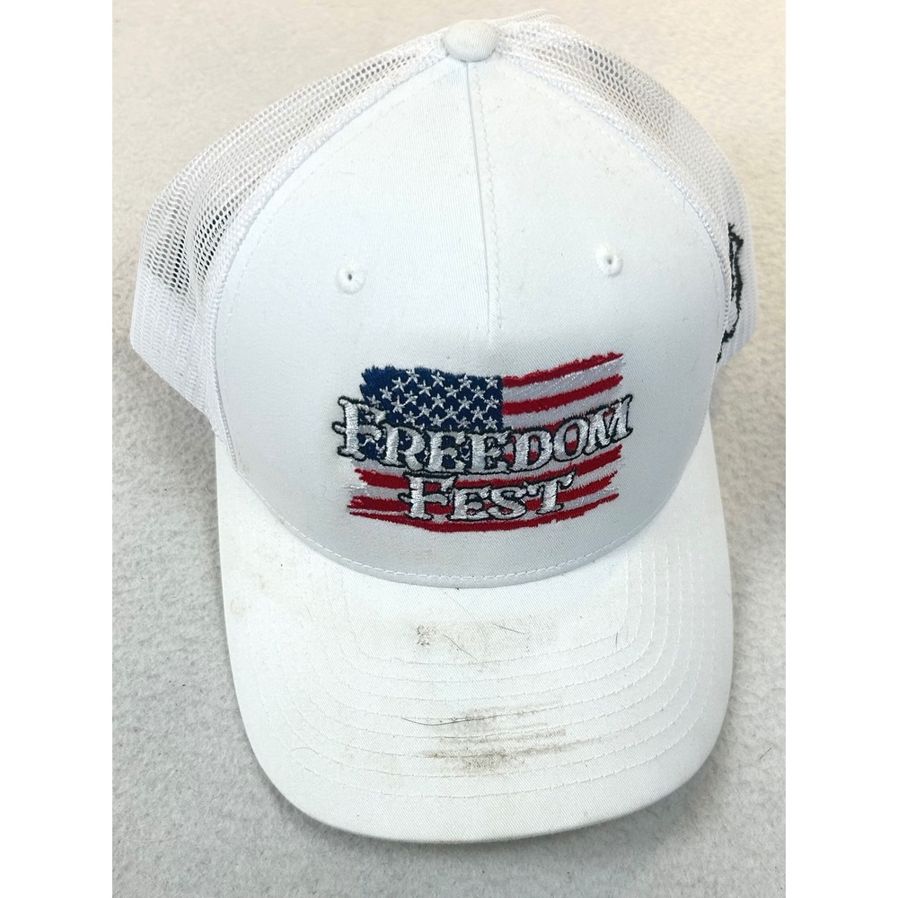 Richardson Trucker Hat Men OSFM White Freedom Fest Patriotic Americana